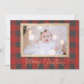 Merry kerstbuffalo Check Photo Holiday Kaart (Voorkant)