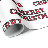 Merry kerstbuffalo Check Typografie Cadeaupapier (Rol Hoek)