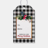 Merry kerstbuffalo Check Waterverf Holly Cadeaulabel (Voorkant)