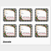 Merry kerstbuffalo Check Waterverf Holly Vierkante Sticker (Vel)
