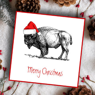 Merry Kerstbuffalo Feestdagenkaart