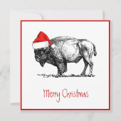 Merry Kerstbuffalo Feestdagenkaart (Voorkant)