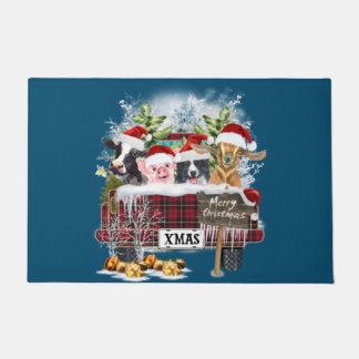 Merry kerstbuffalo Koeien Pig Collie Dog Deurmat