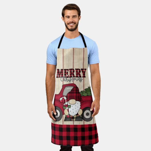 Merry kerstbuffalo Pset Gnome Apron Schort (Gedragen)