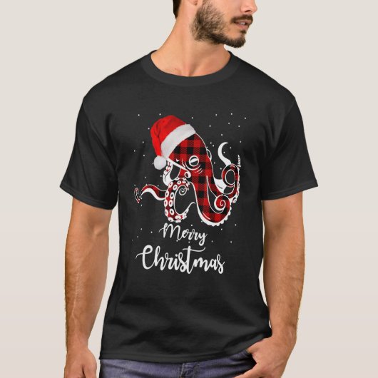 Merry kerstbuffalo Pset Octopus Kerstmis Li T-shirt (Voorkant)