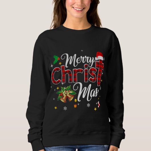 Merry kerstbuffalo Pset Red Christelijk Kruis Trui (Voorkant)