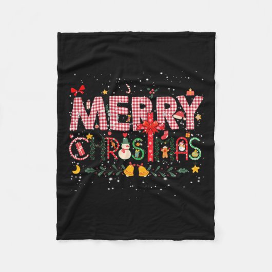 Merry kerstbuffalo Pset Red Santa Family Xma Fleece Deken (Voorkant)