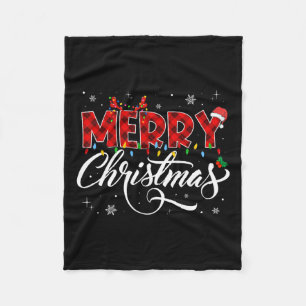 Merry kerstbuffalo Pset Red Santa Hat Xmas P Fleece Deken