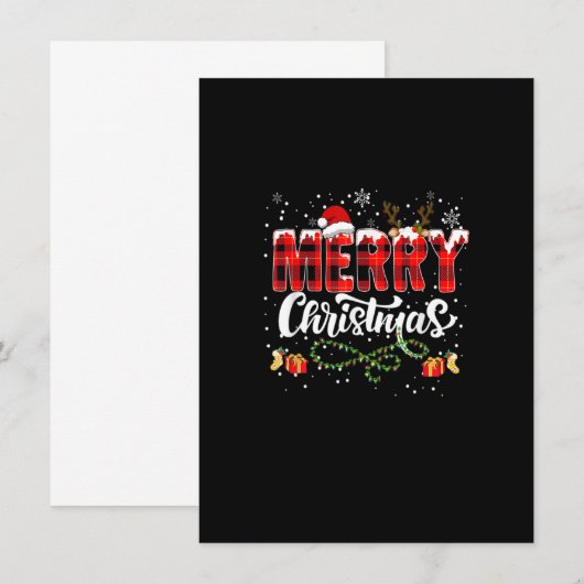 Merry kerstbuffalo Pset Red Santa Hat Xmas P Kaart (Voorkant / Achterkant)