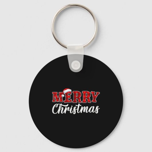 Merry kerstbuffalo Pset Red Santa Hat Xmas P Sleutelhanger (Voorkant)