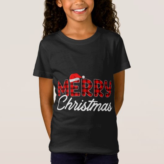 Merry kerstbuffalo Pset Red Santa Hat Xmas P T-shirt (Voorkant)