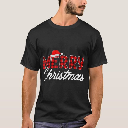 Merry kerstbuffalo Pset Red Santa Hat Xmas T-shirt (Voorkant)