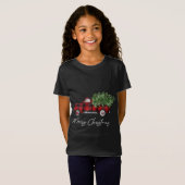Merry kerstbuffalo Pset Red Truck Tree T-shirt (Voorkant volledig)