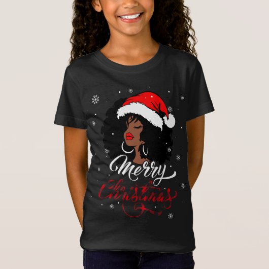 Merry kerstbuffalo Pset Santa Afro American T-shirt (Voorkant)
