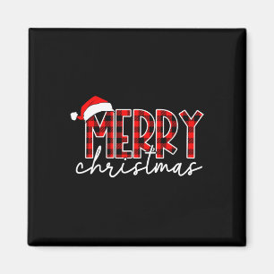 Merry kerstbuffalo Red Pset Santa Hat Xmas P Magneet