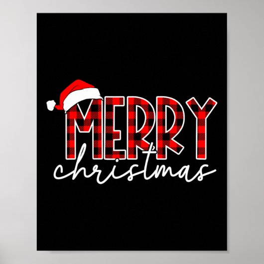Merry kerstbuffalo Red Pset Santa Hat Xmas P Poster (Voorkant)