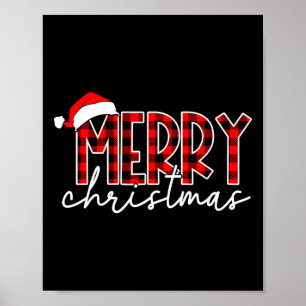 Merry kerstbuffalo Red Pset Santa Hat Xmas P Poster