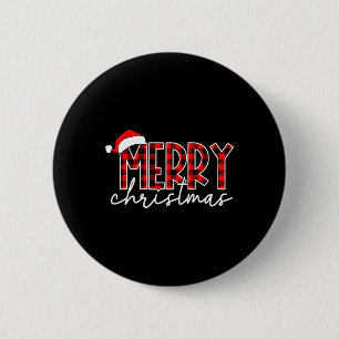 Merry kerstbuffalo Red Pset Santa Hat Xmas P Ronde Button 5,7 Cm