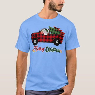 Merry kerstbuffalo Truck Santa Reindeer Red P T-shirt