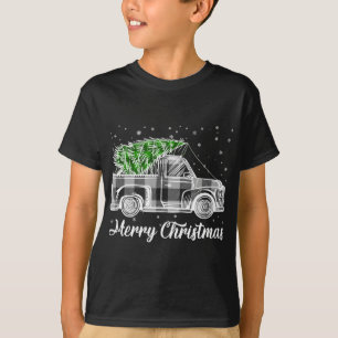 Merry kerstbuffalo Truck Tree Black en White T-shirt