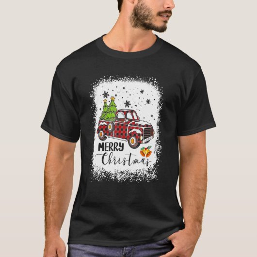 Merry kerstbuffalo Truck Tree Red Play Chri T-shirt (Voorkant)