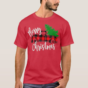 Merry kerstbuffalo Truck Tree Red Pset 3 T-shirt