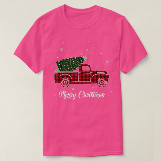 Merry kerstbuffalo Truck Tree Red Pset 4 T-shirt (Design voorkant)