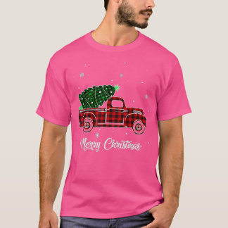 Merry kerstbuffalo Truck Tree Red Pset 4 T-shirt