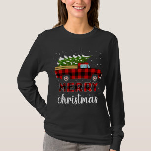Merry kerstbuffalo Truck Tree Red Pset T-shirt