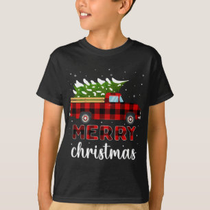 Merry kerstbuffalo Truck Tree Red Pset T-shirt