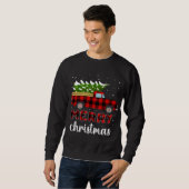 Merry kerstbuffalo Truck Tree Red Pset Trui (Voorkant volledig)
