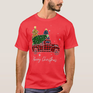 Merry kerstbuffalo Truck Tree Red Pset voor M T-shirt