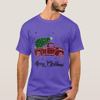 Merry kerstbuffalo Truck Tree Red Pset voor M T-shirt