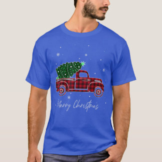 Merry kerstbuffalo Truck Tree Red Pset voor M T-shirt