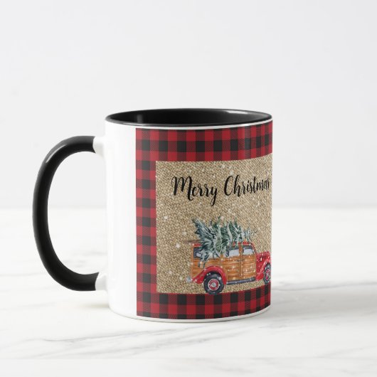 Merry Kerstbuffalo vrachtwagenboom Mok (Links)