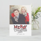 MERRY-kerstbuffel met foto-holidkaart Feestdagenkaart (Staand voorkant)