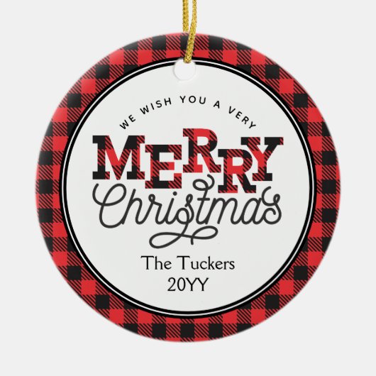 MERRY-kerstbuffelfoto met kerstmis Keramisch Ornament (Voorkant)