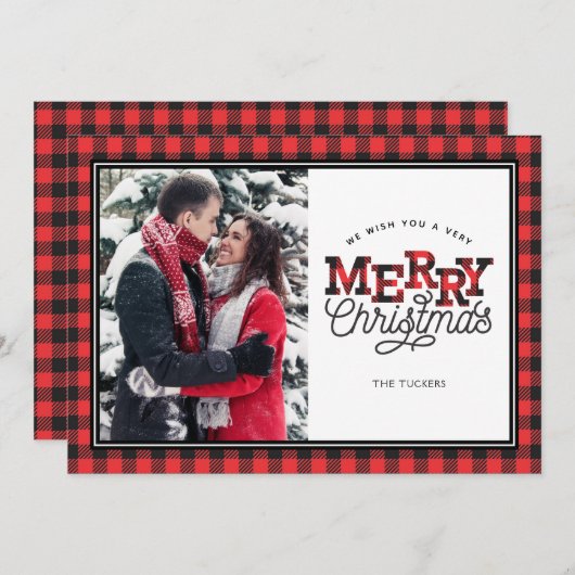 MERRY-kerstbuffelkaart met randkaart Feestdagenkaart (Voorkant / Achterkant)