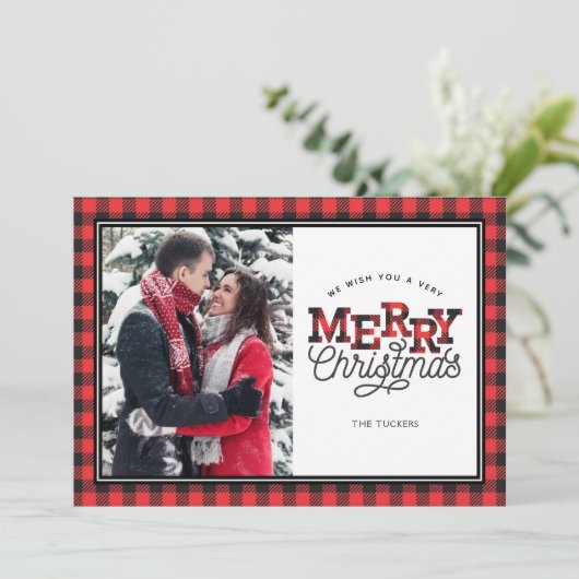 MERRY-kerstbuffelkaart met randkaart Feestdagenkaart (Staand voorkant)