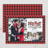 MERRY-kerstbuffelrand 2-foto Feestdagenkaart (Voorkant / Achterkant)