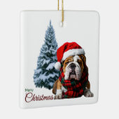 Merry Kerstbulldog Keramisch Ornament (Rechts)