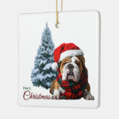 Merry Kerstbulldog Keramisch Ornament (Links)