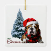 Merry Kerstbulldog Keramisch Ornament (Achterkant)