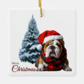Merry Kerstbulldog Keramisch Ornament (Voorkant)