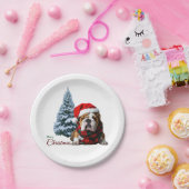 Merry Kerstbulldog Papieren Bordje (Feest)