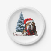 Merry Kerstbulldog Papieren Bordje (Voorkant)