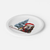 Merry Kerstbulldog Papieren Bordje (Gekanteld)