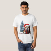 Merry Kerstbulldog T-shirt (Voorkant volledig)