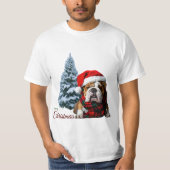 Merry Kerstbulldog T-shirt (Voorkant)