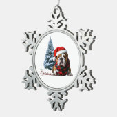 Merry Kerstbulldog Tin Sneeuwvlok Ornament (Rechts)